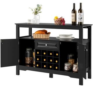 B2X Buffet moderno per sala da pranzo con portabottiglie, armadietti e cassetti 117 x 40,5 x 82,5 cm nero  
