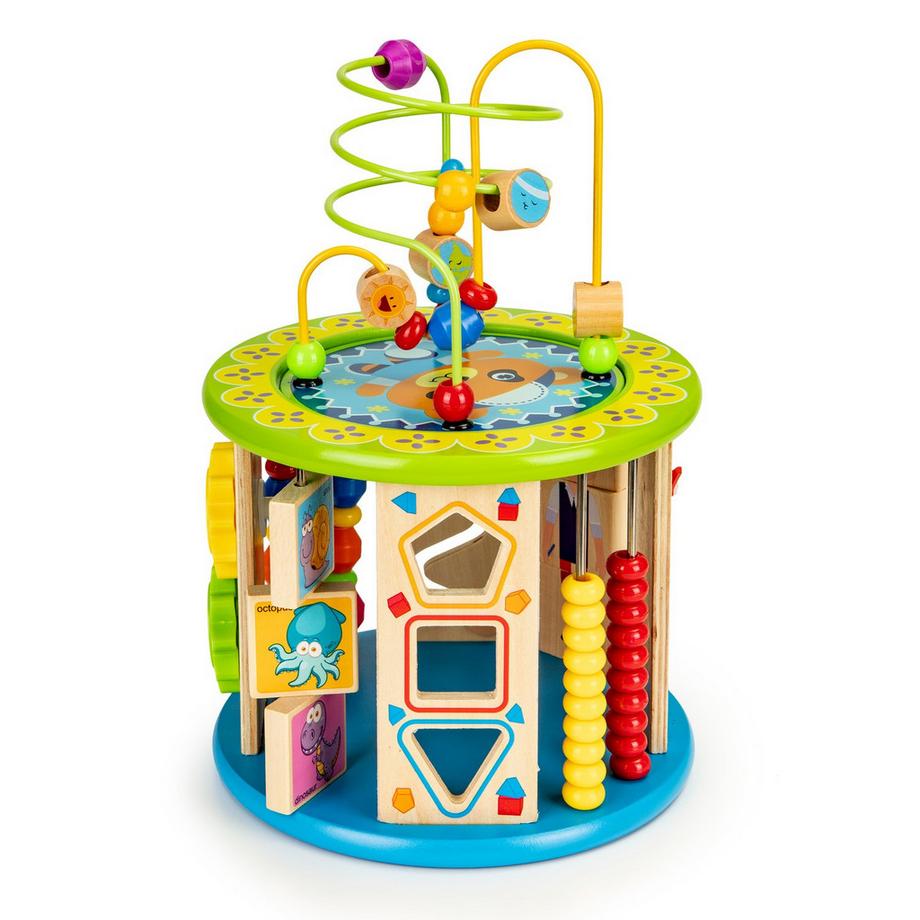 Northio  Cube éducatif en bois avec jeux, blocs, pêche 
