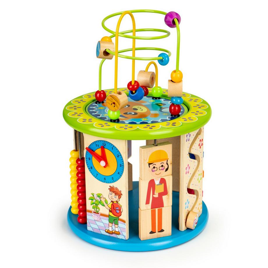 Northio  Cube éducatif en bois avec jeux, blocs, pêche 