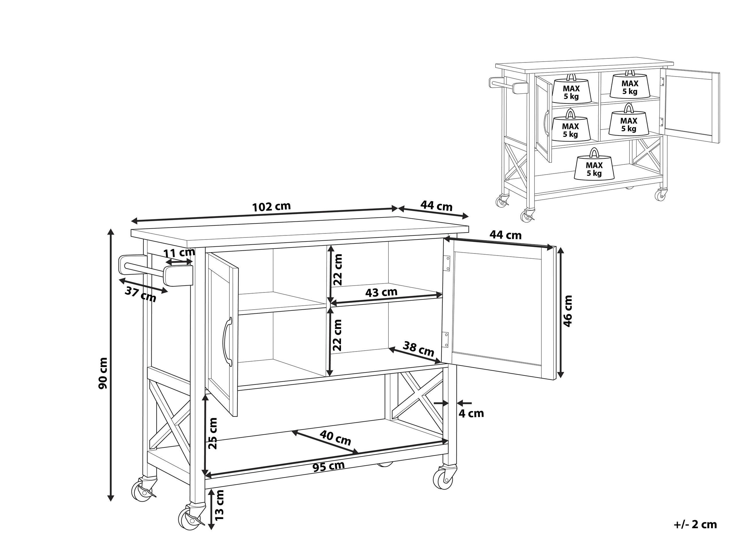 Beliani Servierwagen aus MDF-Platte Modern MELE  