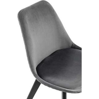 mutoni Chaise de salle à manger velours gris lot de 2  