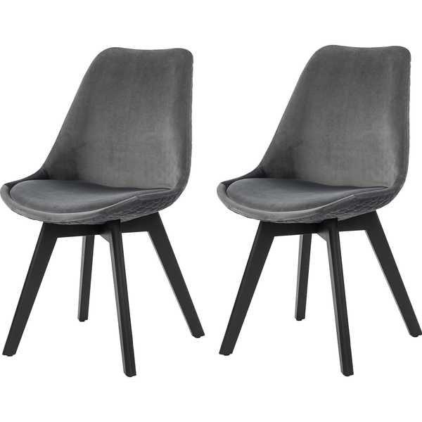 mutoni Chaise de salle à manger velours gris lot de 2  