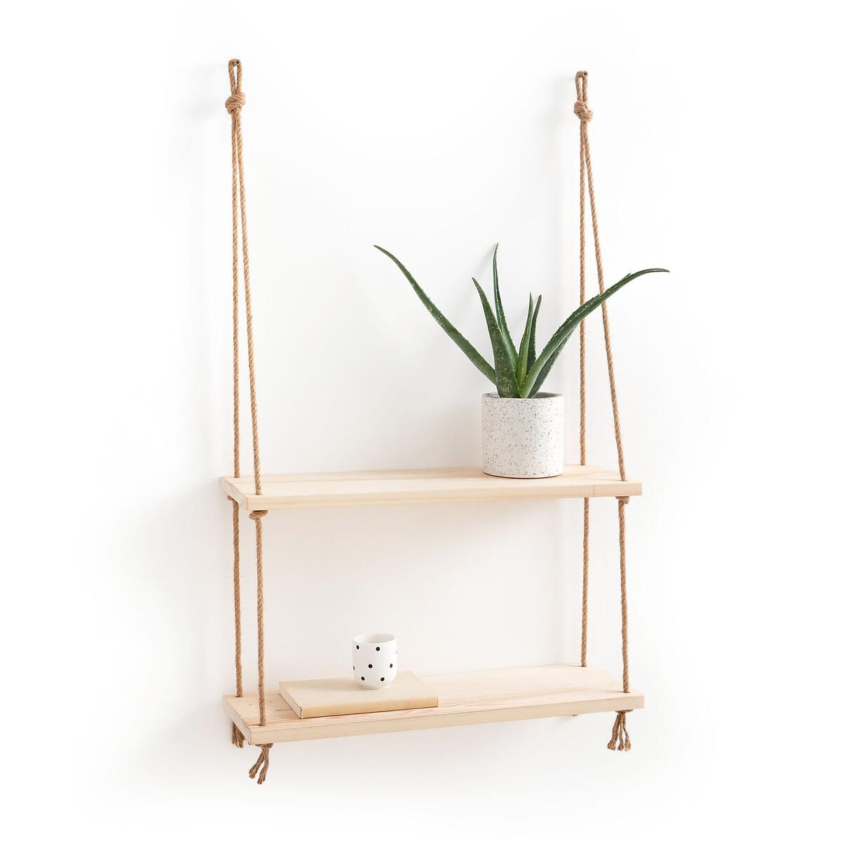 La Redoute Intérieurs Etagère murale double en pin et sisal L60cm  