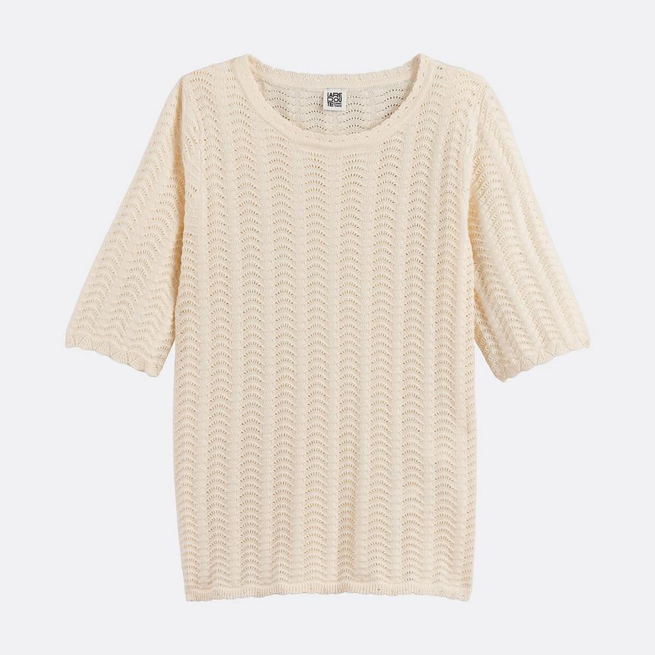 La Redoute Collections Pullover Rundhals Kurzarm  