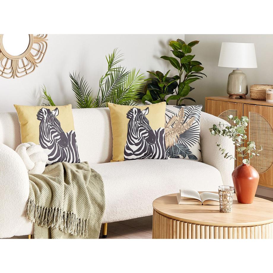 Beliani Dekokissen 2er Set aus Polyester Retro MANKETTI  