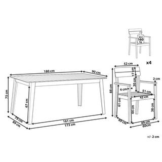 Beliani Essgruppe für 4 Personen aus Akazienholz Klassisch FORNELLI  