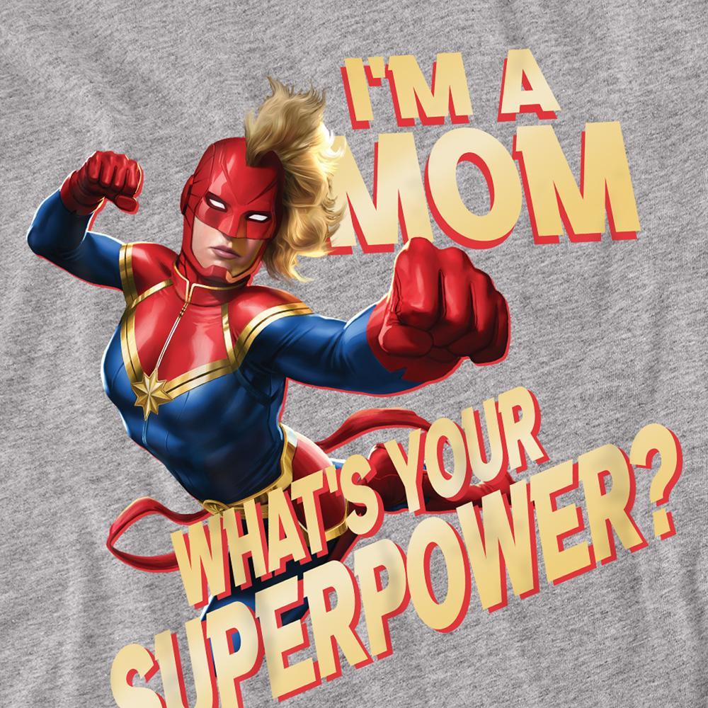 Captain Marvel Mom Superpower T-shirt imprimé à manches longues  