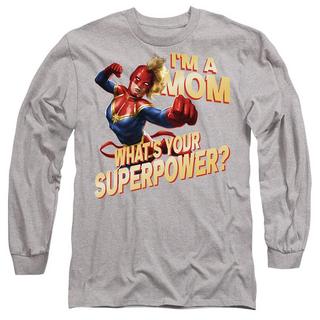 Captain Marvel Mom Superpower T-shirt imprimé à manches longues  