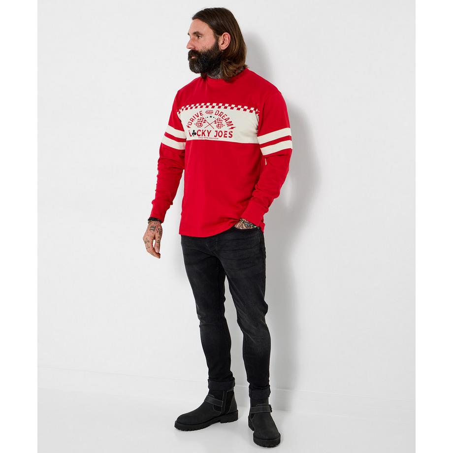 Joe Browns Langarmshirt im Rennsport-Stil mit Rundhalsausschnitt  