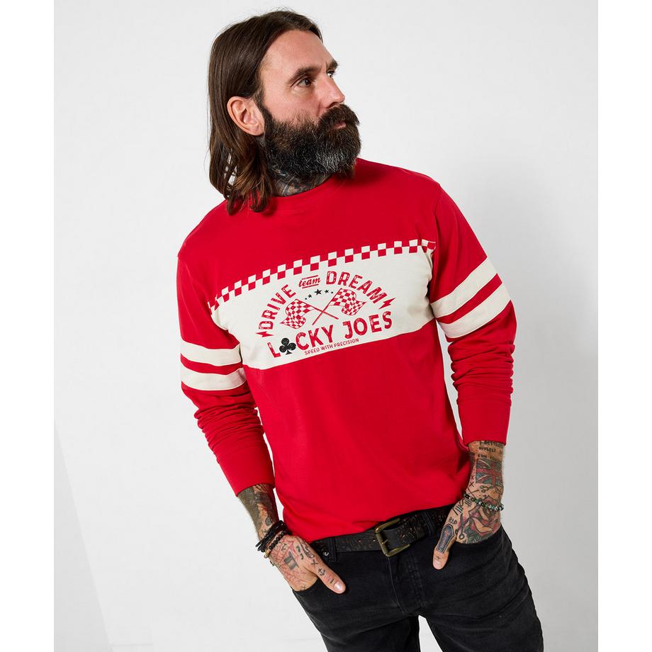 Joe Browns Langarmshirt im Rennsport-Stil mit Rundhalsausschnitt  
