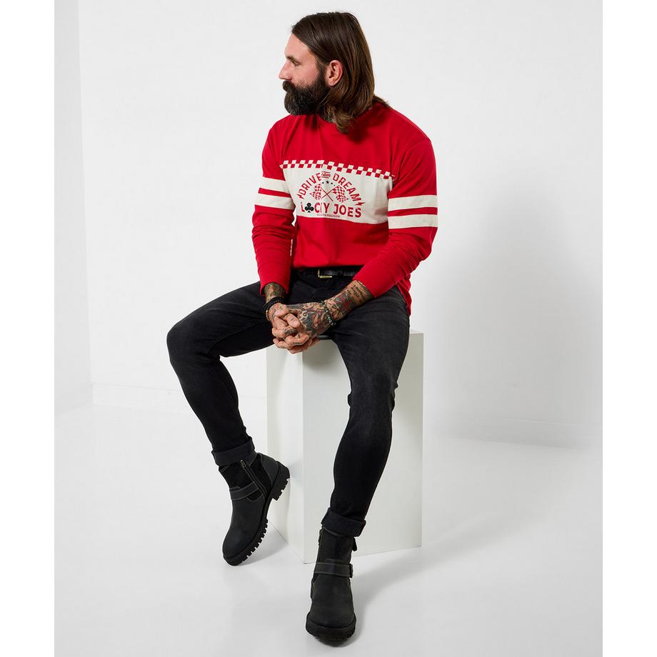 Joe Browns Langarmshirt im Rennsport-Stil mit Rundhalsausschnitt  