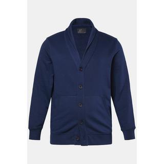 JP1880 Sweatjacke Schalkragen Knopfleiste Kängurutasche  