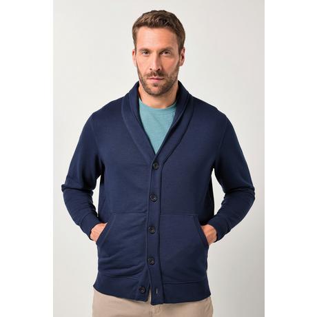 JP1880 Sweatjacke Schalkragen Knopfleiste Kängurutasche  