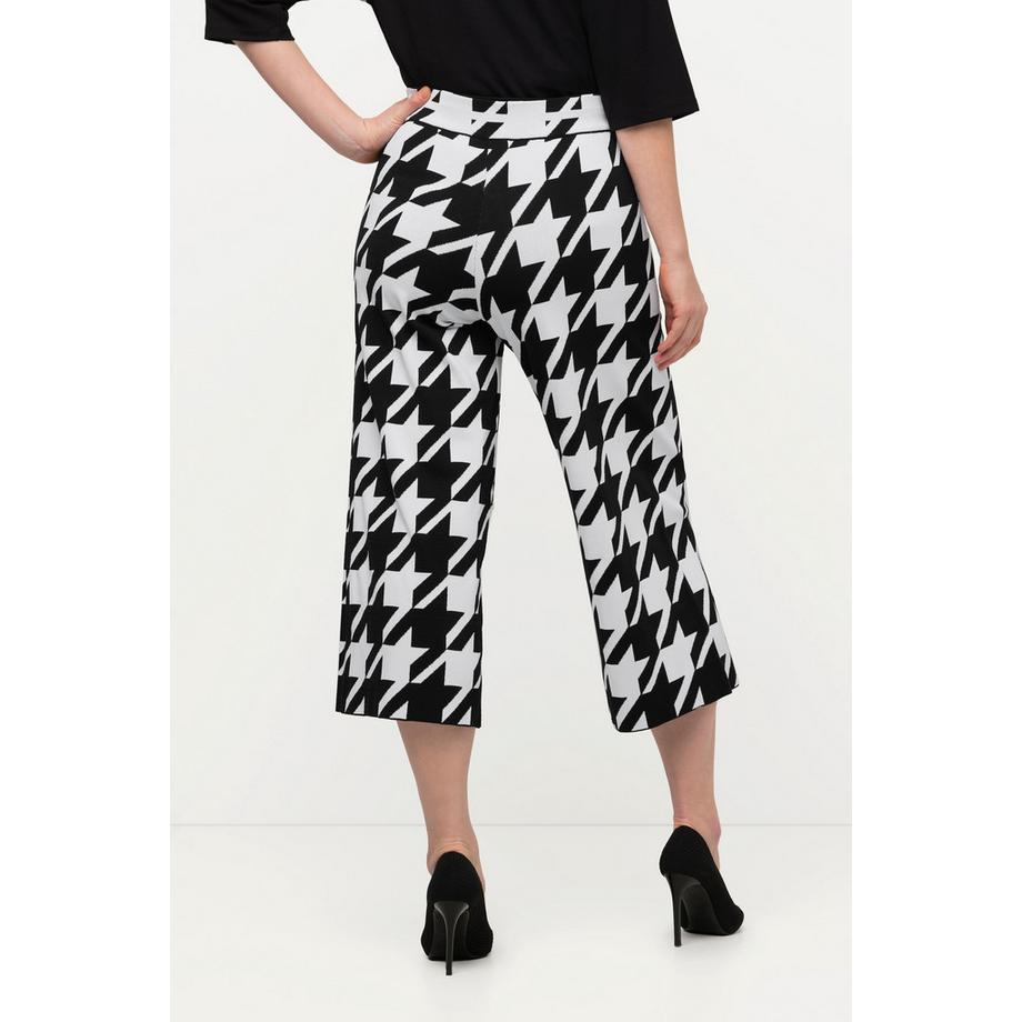 Ulla Popken Pantalon en maille motif pied-de-poule coupe droite  