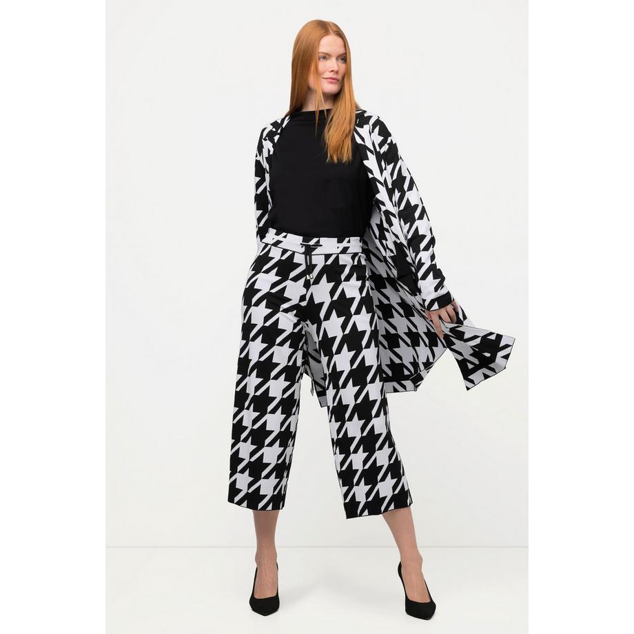 Ulla Popken Pantalon en maille motif pied-de-poule coupe droite  