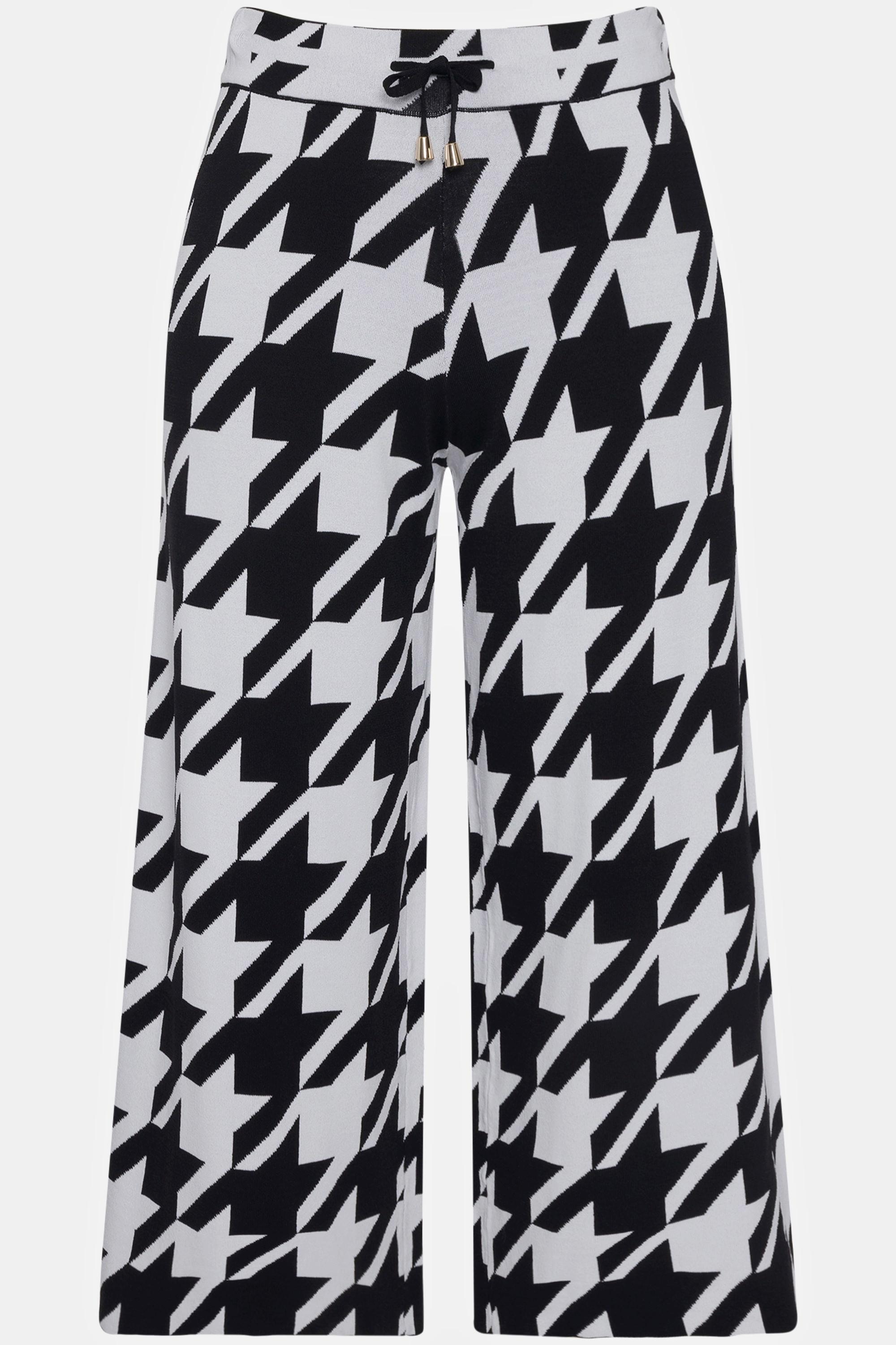 Ulla Popken Pantaloni di maglia pied-de-poule taglio dritto  