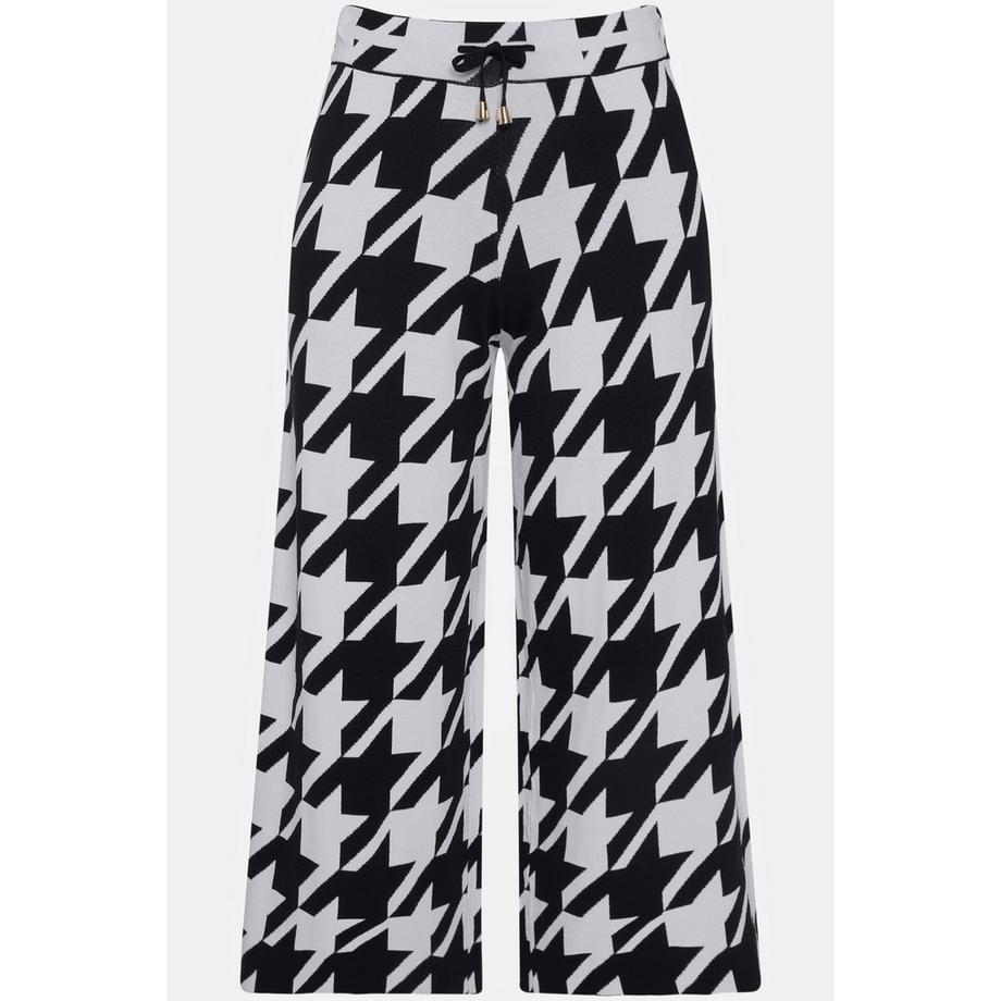 Ulla Popken Pantalon en maille motif pied-de-poule coupe droite  