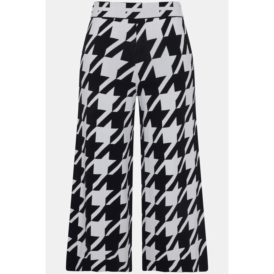 Ulla Popken Pantalon en maille motif pied-de-poule coupe droite  