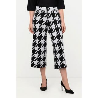 Ulla Popken  Pantalon en maille, motif pied-de-poule, ceinture élastique, cordon 