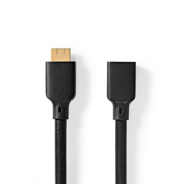 Ultra High Speed HDMI™ Kabel | HDMI™ Kontakt | HDMI™ Hona | 8K@60Hz | 48 Gbps | 2,00 m | Rund | 7,9 mm | Svart | Kuvert