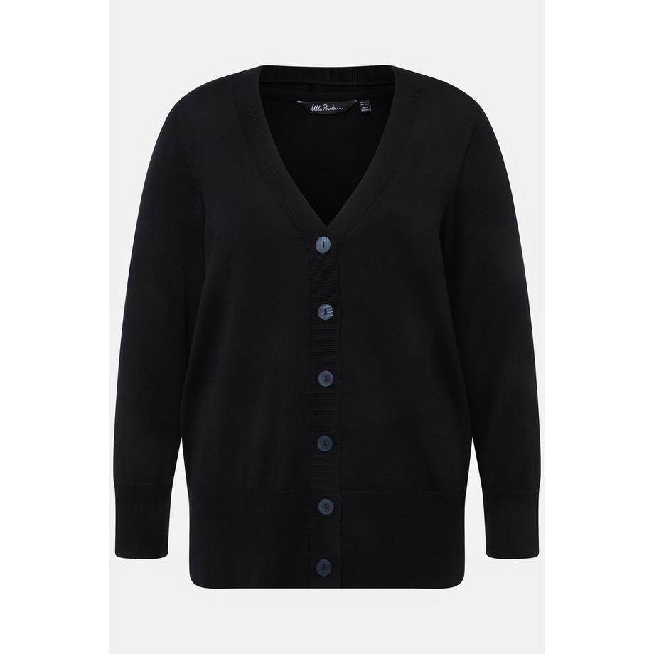 Ulla Popken Feinstrick V-Ausschnitt Knopfleiste Strickjacke  