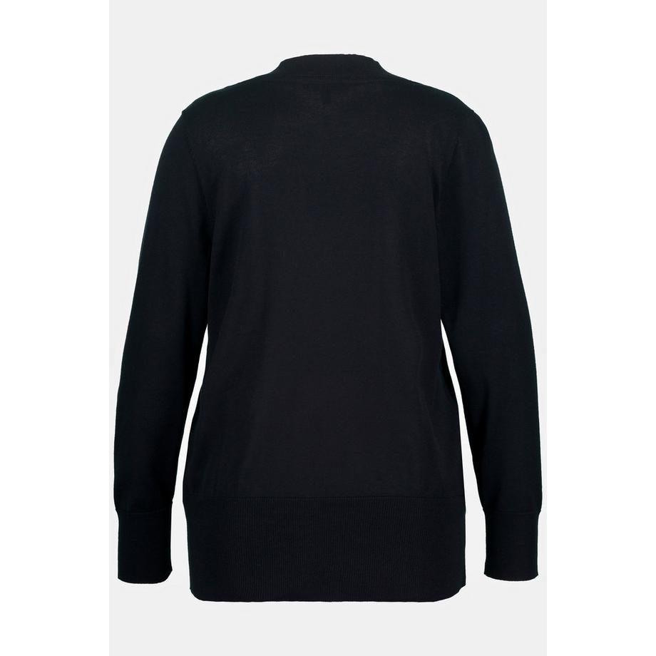 Ulla Popken Feinstrick V-Ausschnitt Knopfleiste Strickjacke  