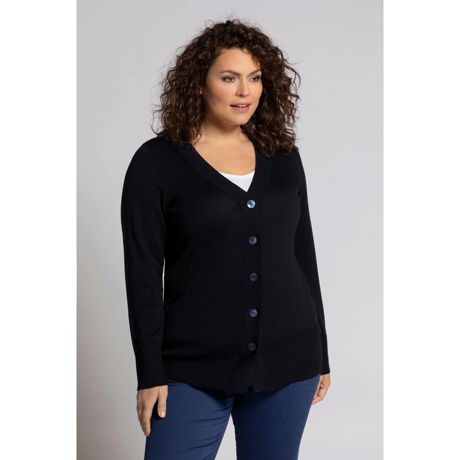 Ulla Popken Feinstrick V-Ausschnitt Knopfleiste Strickjacke  