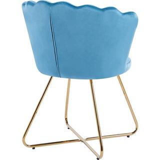 mutoni Chaise coque Vlonit velours métal bleu doré (lot de 2)  