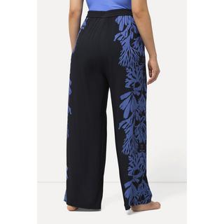 Ulla Popken  Pantalon Palazzo dans un imprimé corail, jambe large et taille élastique 