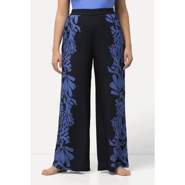 Pantalon Palazzo dans un imprimé corail, jambe large et taille élastique