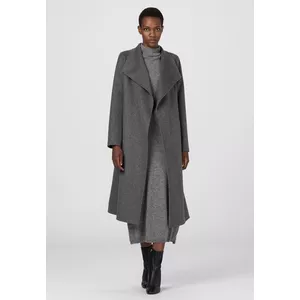 Manteau mi-long à col bêche, en laine double face