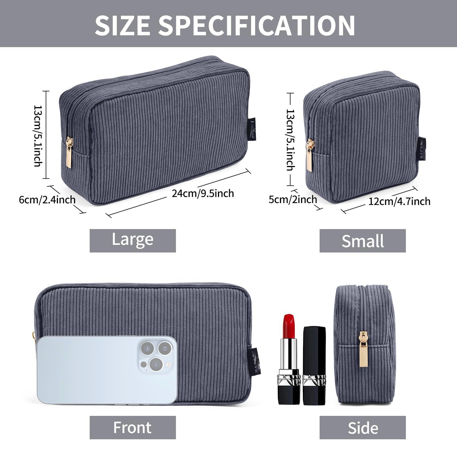 Only-bags.store  Petite trousse de maquillage pour sac à main, trousse de maquillage en velours côtelé avec compartiments, trousse de maquillage de voyage 