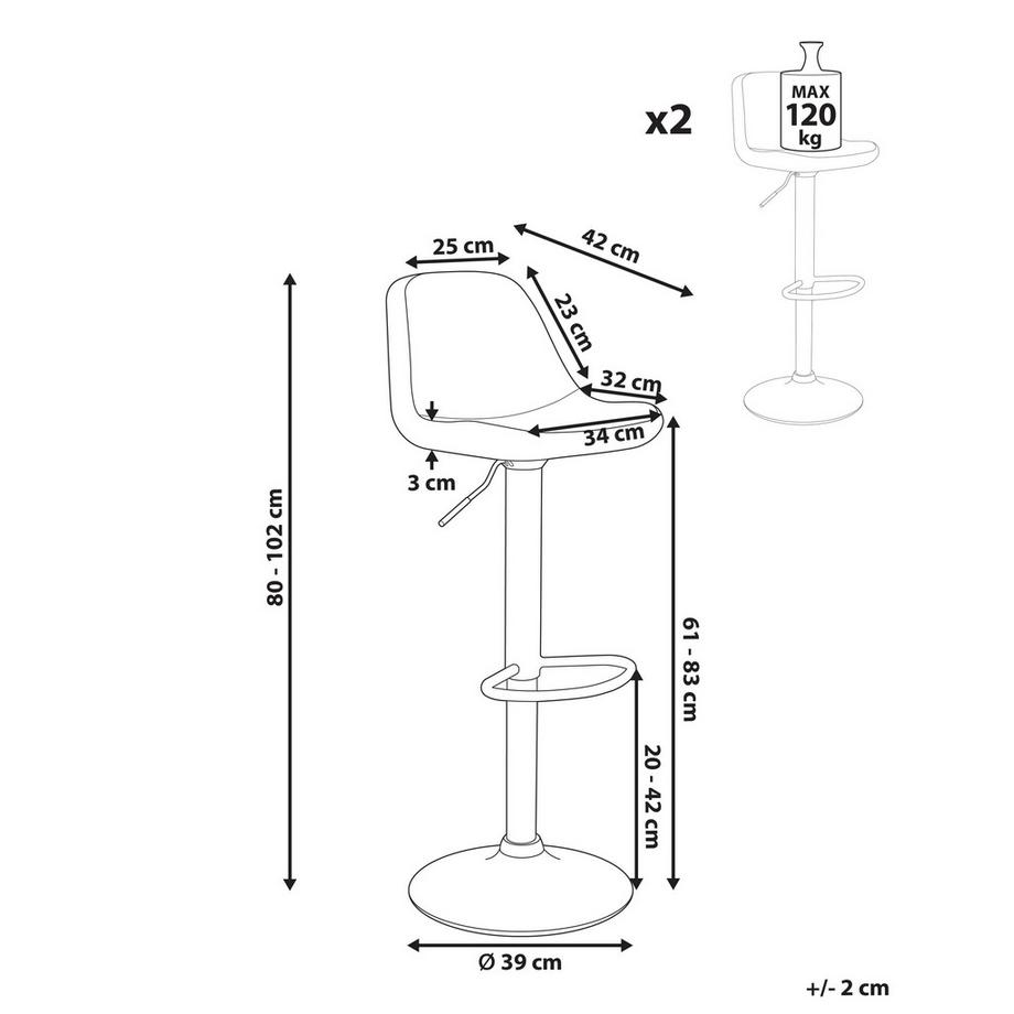 Beliani Lot de 2 tabourets de bar en Bouclé  KAHLA  