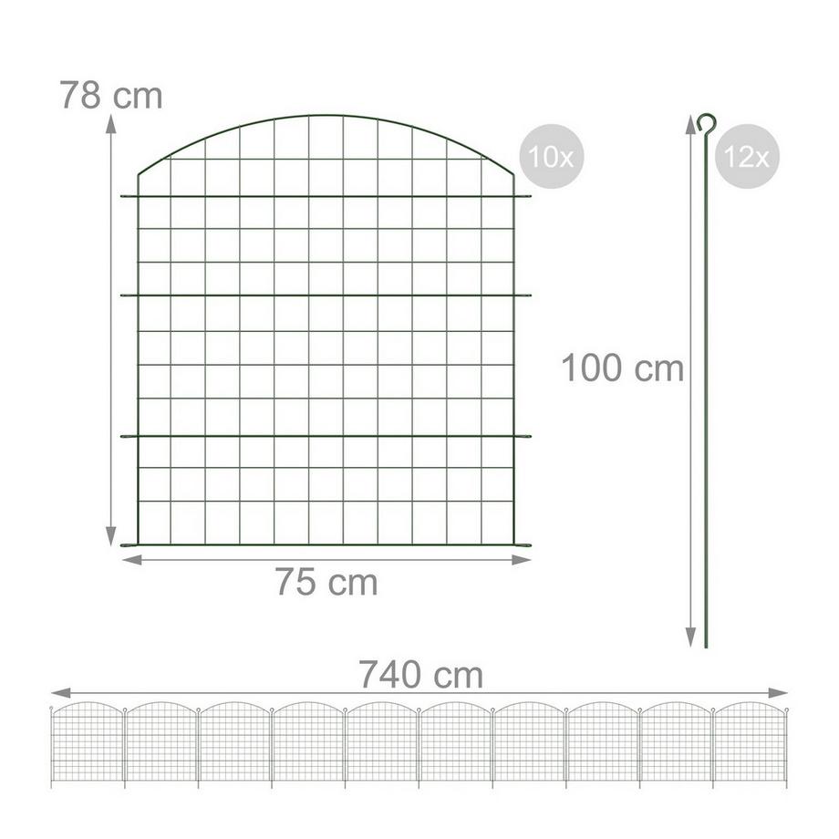 Northix  Deko-Teichzaun mit 10 Teilen 