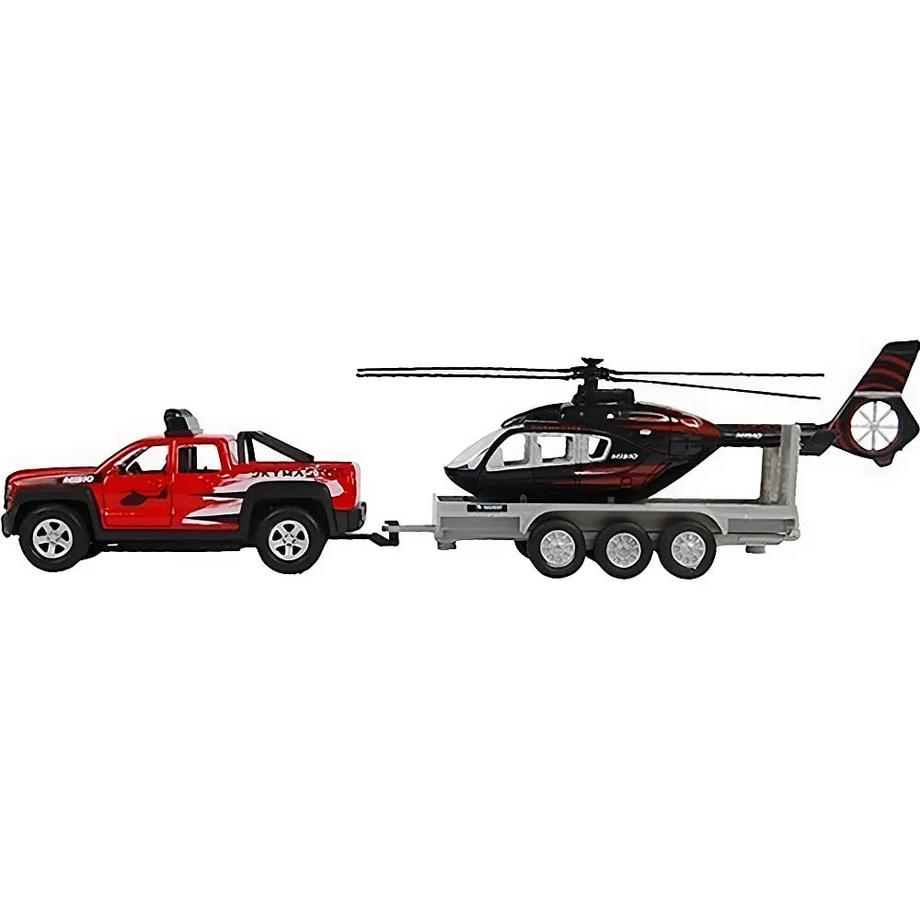 Kids Globe  Pick Up Anhänger + Helikopter mit Rückzugfunktion 