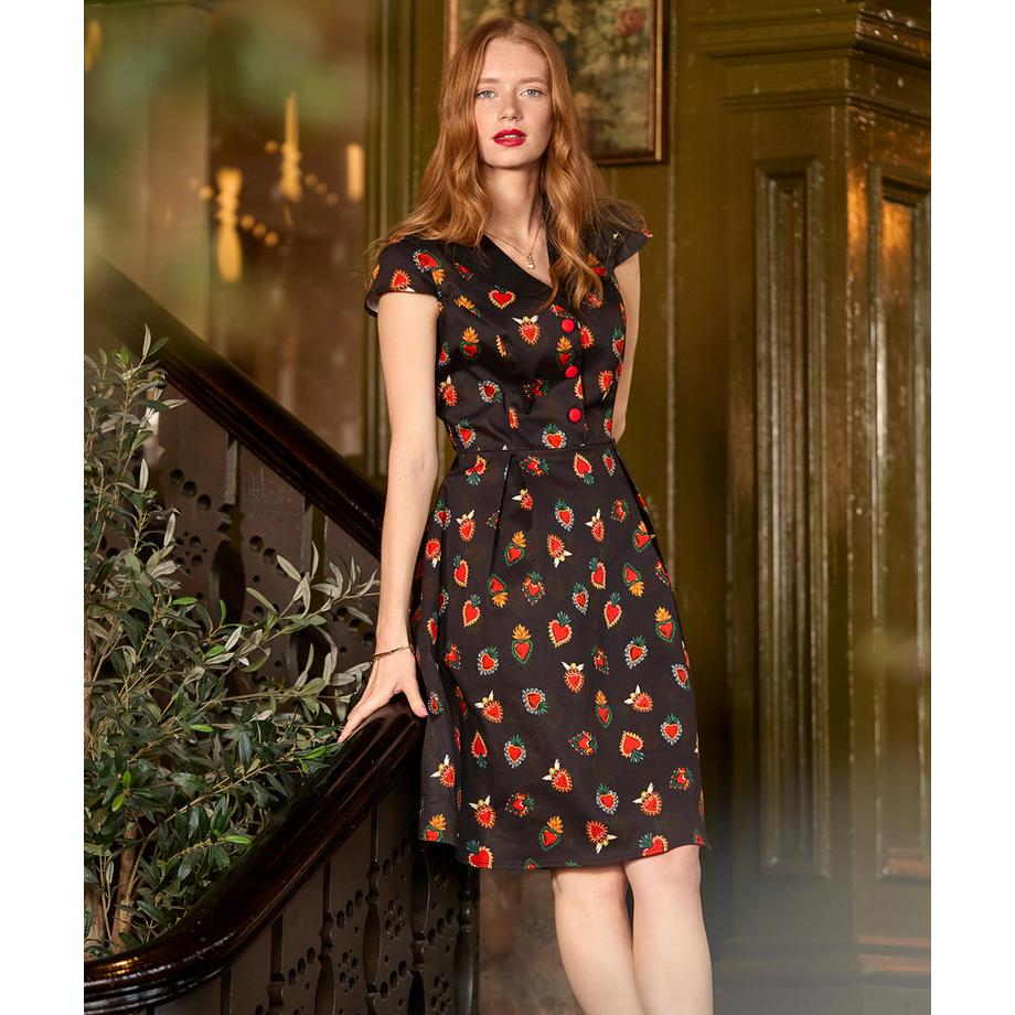 Joe Browns Baumwollsatin Herzmuster Kleid  