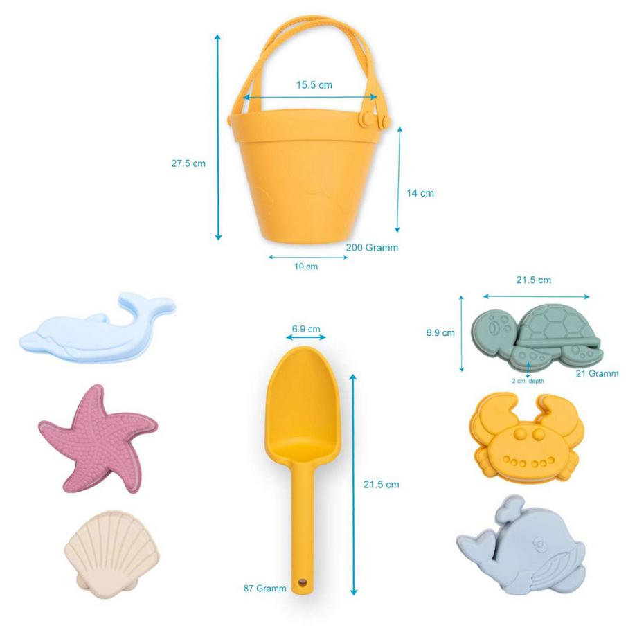 Intirilife  Set Di 9 Giocattoli Di Sabbia Con 6 Stampi, Secchiello, Paletta E Borsa Per Il Trasporto 
