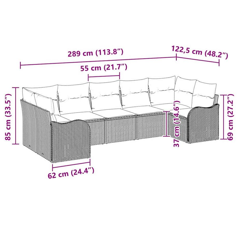 VidaXL Set Divano da Giardino Polyrattan  