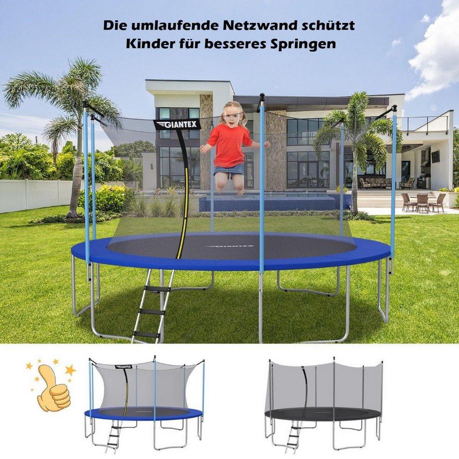 Northix  Rete di sicurezza per trampolino Ø366 cm per trampolini da giardino interna nera 
