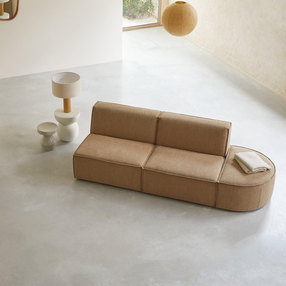 Tikamoon Modulares 2-Sitzer-Sofa aus camelfarbenem Stoff Dario  