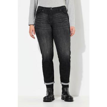 Boyfriend-Jeans, weites Bein, Ziernähte, 5-Pocket-Hose