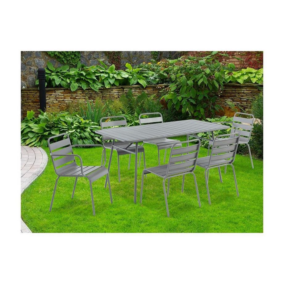 Vente-unique Lot de 2 chaises de jardin empilables en métal amande MIRMANDE  