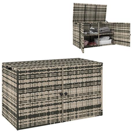 Northio Rattan Auflagenbox 350L 2-Ebenne wetterfest Kissenbox mit Deckel Hebestangen Tragegriffe UV-beständig Gartenbox Aufbewahrungsbox Gartentruhe für Garten Terrasse Balkon 118x57x69 cm Mischgrau |  