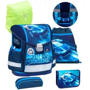 CLASSY Schulrucksack 5-teiliges-Set Racing Blue Neon