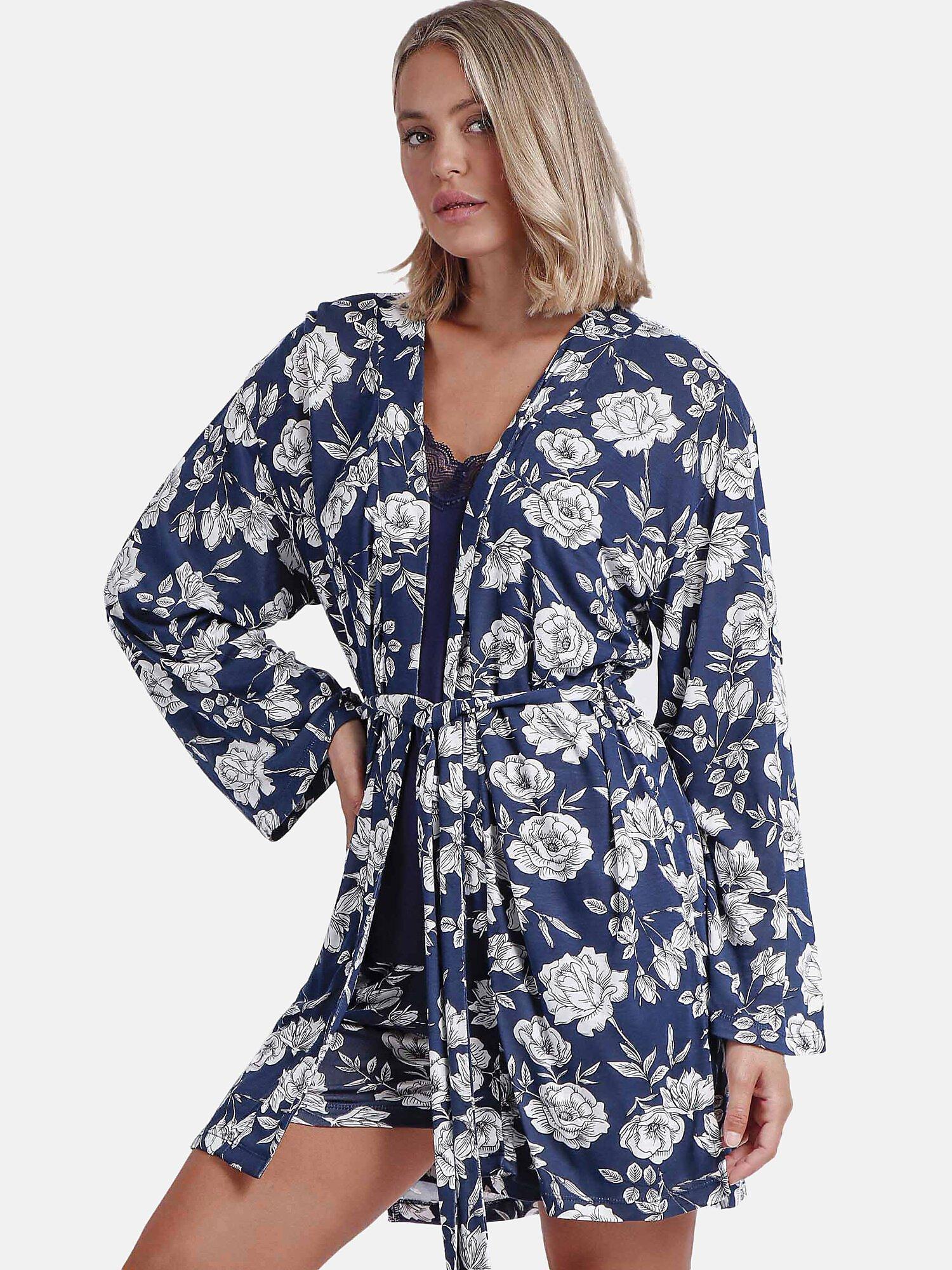 Admas Navy Flowers Vestaglia  