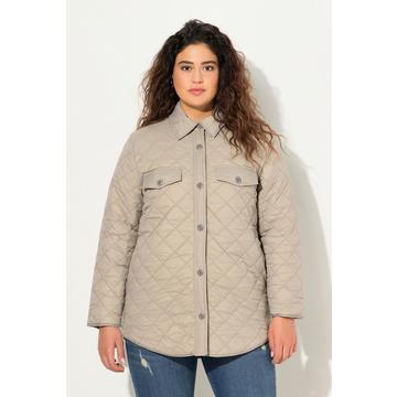 Veste chemisier à surpiqûres, col chemise et manches longues. Coupe trapèze.