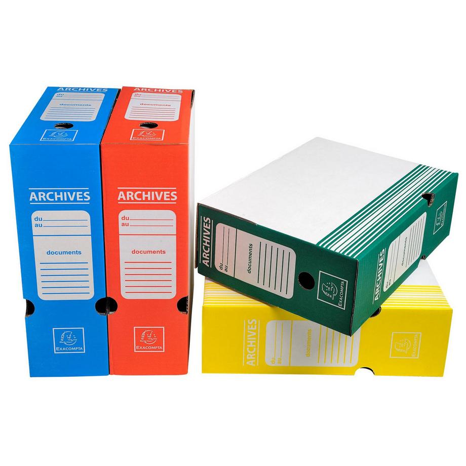 Exacompta Boite archive Dos 100mm carton ondulé couleurs - 25x34cm - x 50  