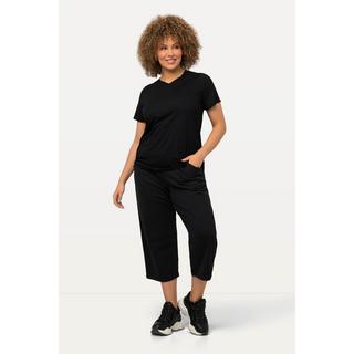 Ulla Popken  Pantaloni sportivi a 7/8 con taglio della gamba dritto e cintura elastica 