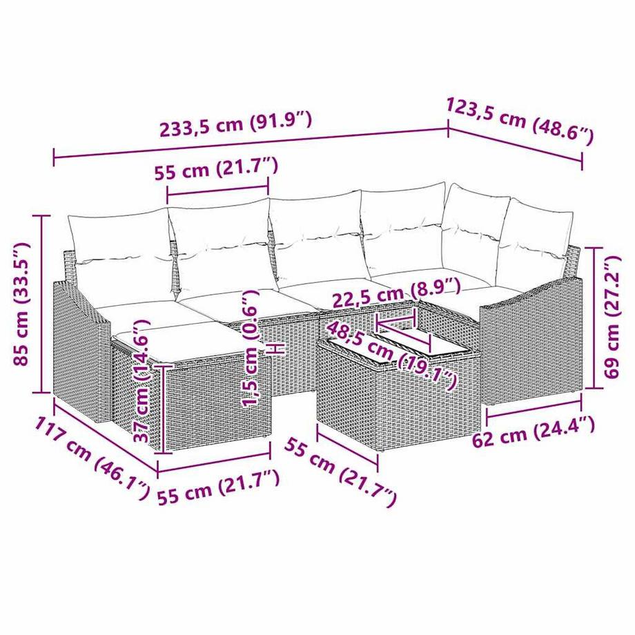 VidaXL Set di Mobili da Esterno Polyrattan  