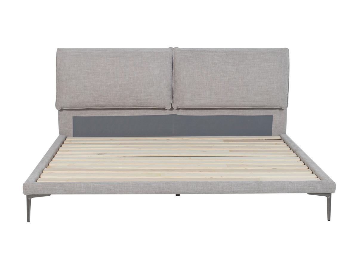 Maison Céphy Lit 180 x 200 cm - Tissu - Gris chiné + Matelas - RIMOTA  